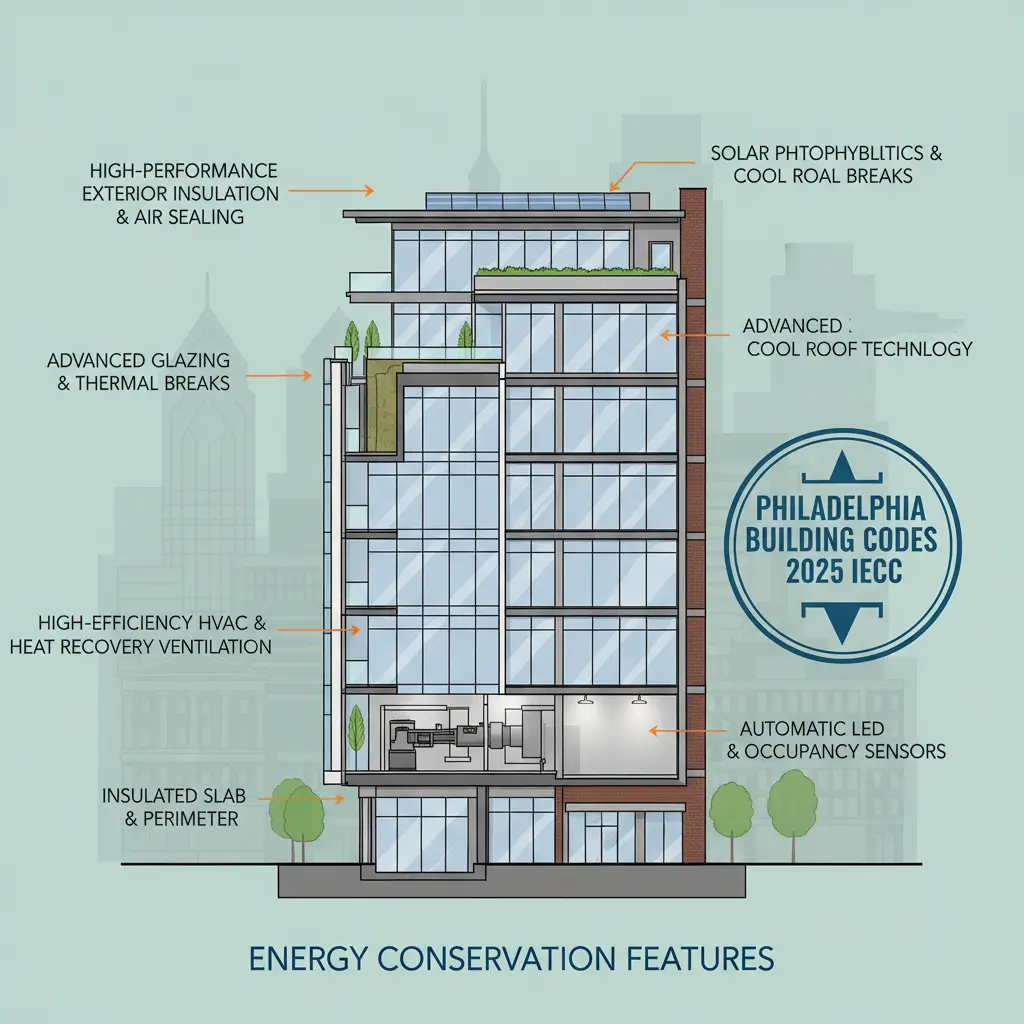 Energy conservation features under Philadelphia building codes 2025 IECC