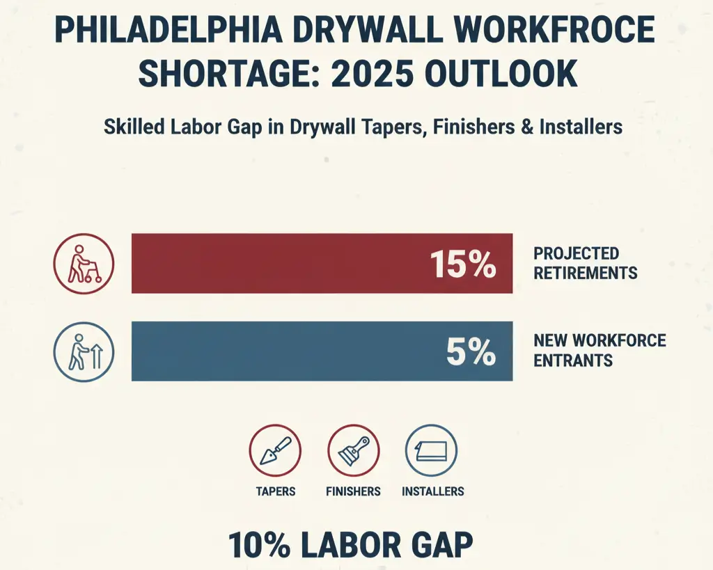 Infographic showing skilled labor gap in drywall jobs Philadelphia