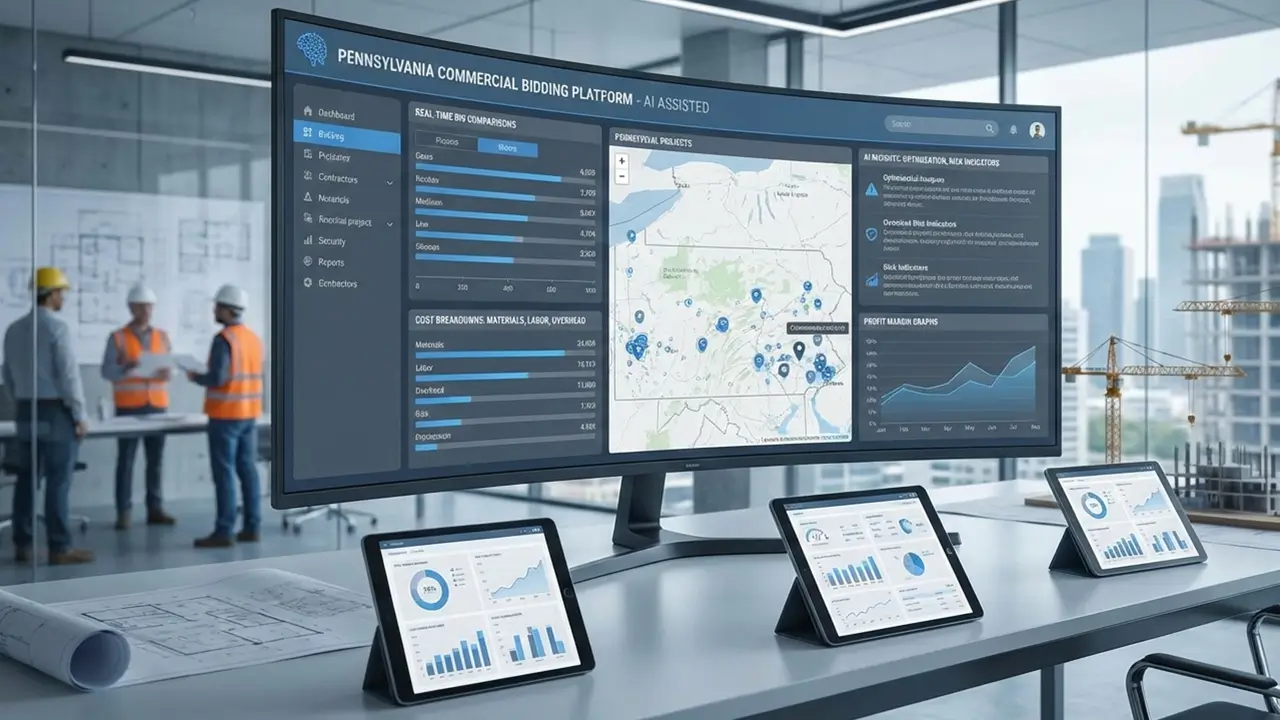 Commercial construction bidding dashboard with AI insights