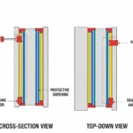 Diagram of post-tensioning cables and anchors in concrete slab
