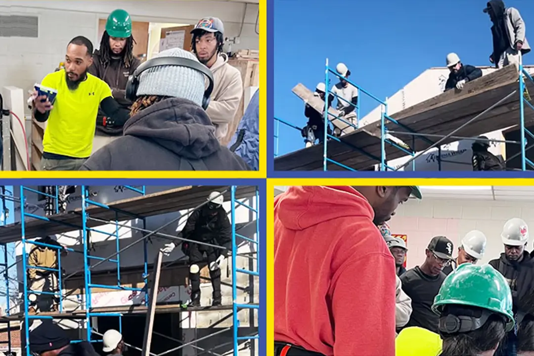 Trade school students learning concrete finishing, pathway to drywall hanger jobs Philadelphia pay