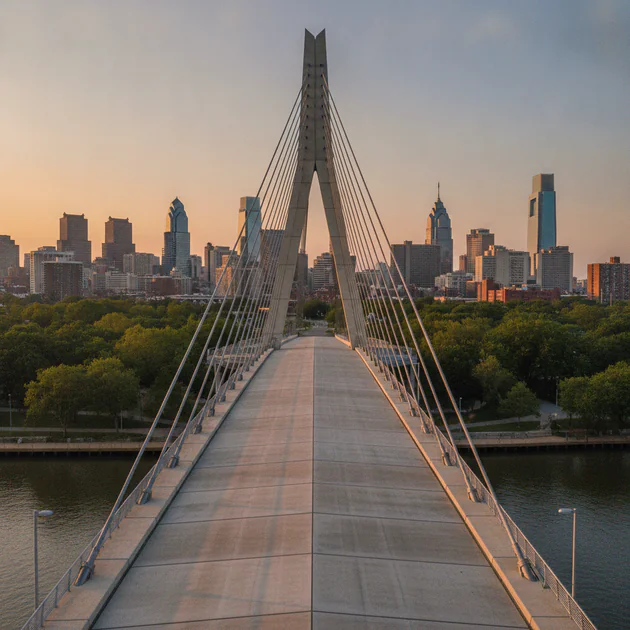The Schuylkill Banks cable-stayed bridge in Philadelphia has won a prestigious PCI Design Award.