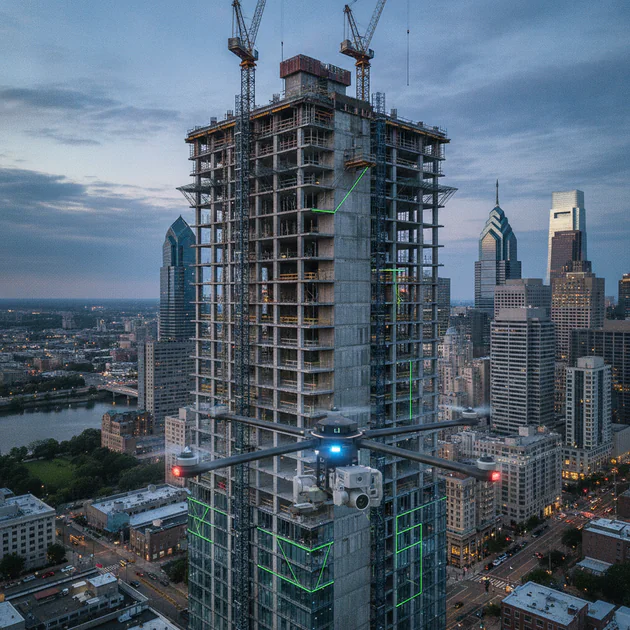 The integration of AI and drone technology is revolutionizing safety inspections on high-rise construction sites across Philadelphia.